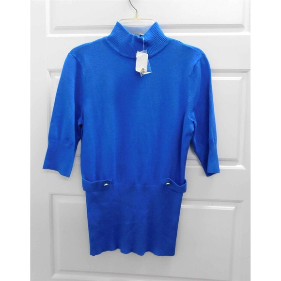 New Cache Vintage‎ Blue 3/4 Sleeve Knit Sweater sz S - Picture 1 of 4